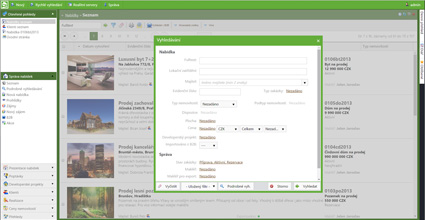 Realitní software Realko - jednoduché vyhledávání