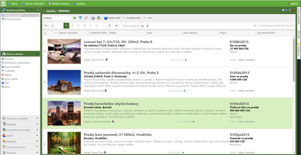 Realitní software Realko - seznam nemovitostí